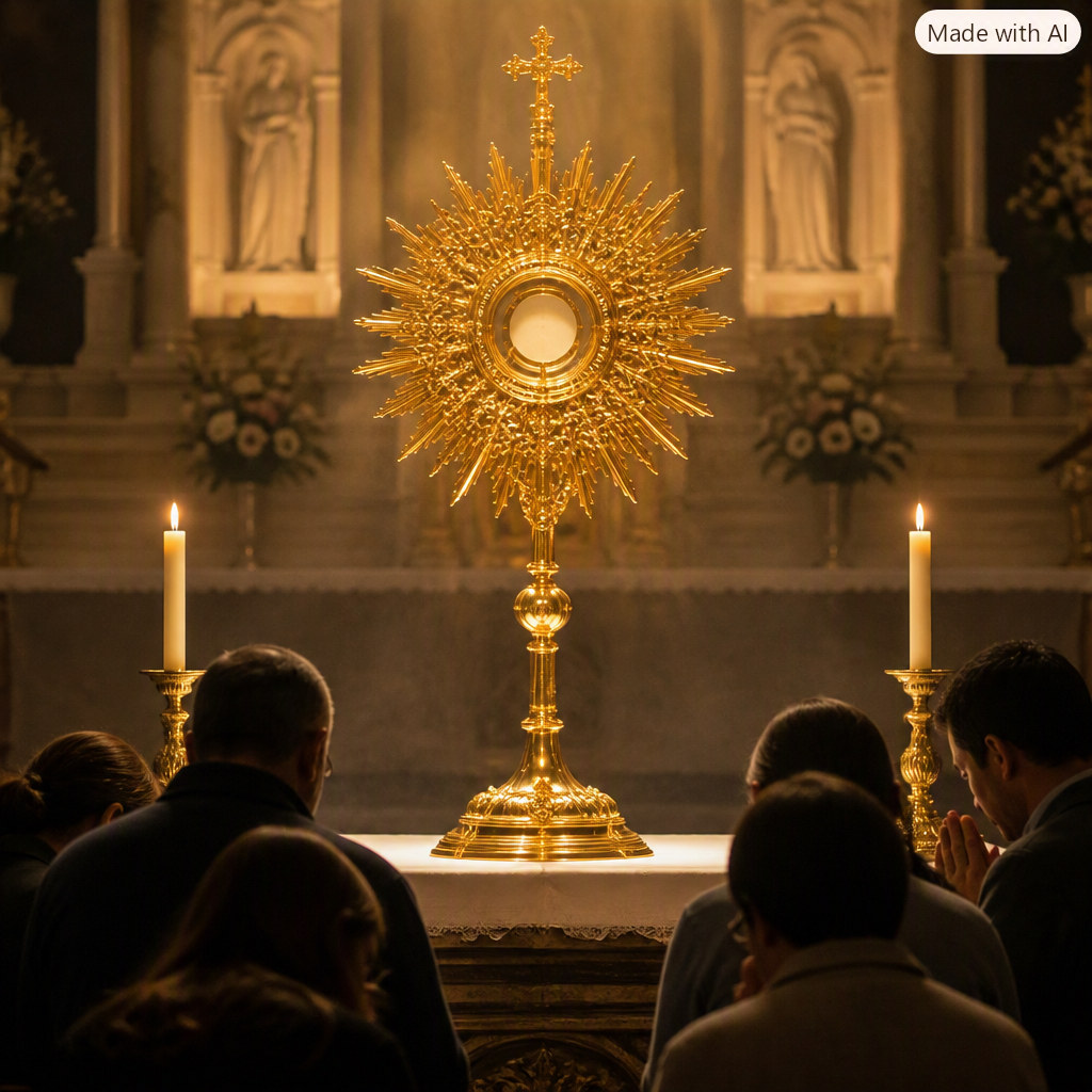 MONSTRANCE WITH PEOPLE