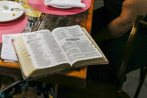 open bible on table
